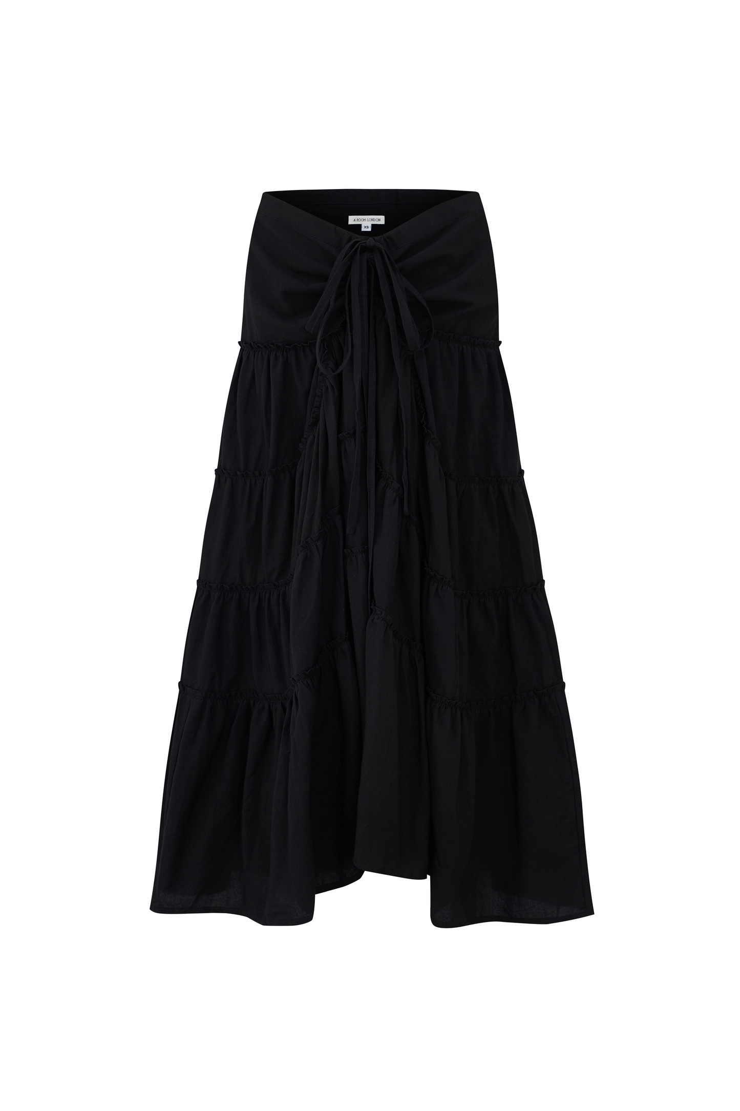 Alma Ruffle Maxi Skirt | Black Cotton