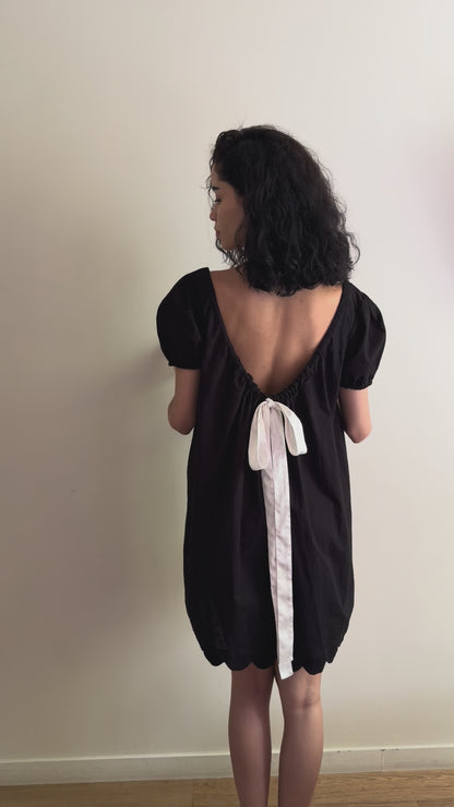 Hilma Dress | Black Cotton Linen