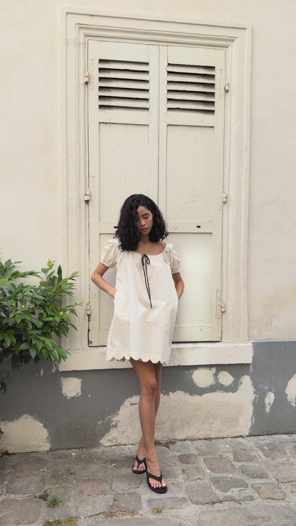 Hilma Dress | Beige Cotton Linen