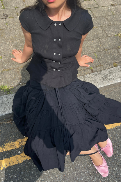 Virginia Blouse | Black Pointelle